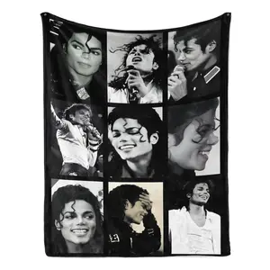 Michael Jackson Photo Collage Throw Blanket King Of Pop Black And White Concert Moments Ultra Soft Flannel Blanket Cozy Warm For Sofa Bed Bedroom Living Room Dorm Travel Perfect Gift For Fans Home Decoration