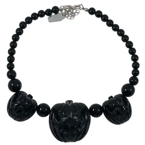 Jack O Lantern Pumpkin Necklace Black