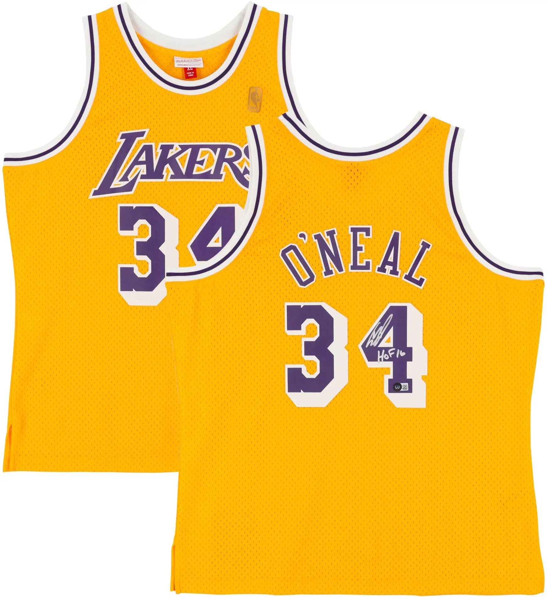 Shaquille O'Neal Los Angeles Lakers Autographed Gold Mitchell & Ness 1996-97 Swingman Jersey with "HOF 16" Inscription - Fanatics Authentic Certified