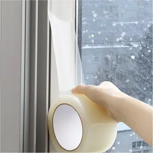 Transparent Window Weather Sealing Tape, 2-1/2In x 32 Yards Clear Window Draft Isolation Sealing Film Tape, 96Ft Weather Stripping Cover Gaps for AC, No