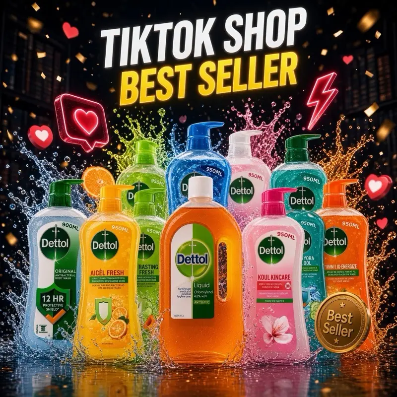 Dettol Antibacterial Body Wash & Shower Gel Variety Bundle, 900ml Large Bottle - Gentle Scented Cleanser for Sensitive Skin Daily Care, TikTok Choice Best Seller, Scent
