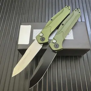 Osborne Assisted Folding Knife 3.4" D2 Satin Plain Blade Green Aluminum Handles Everyday Carry Camping Utility Cutting Knives Emergency Survival Kit