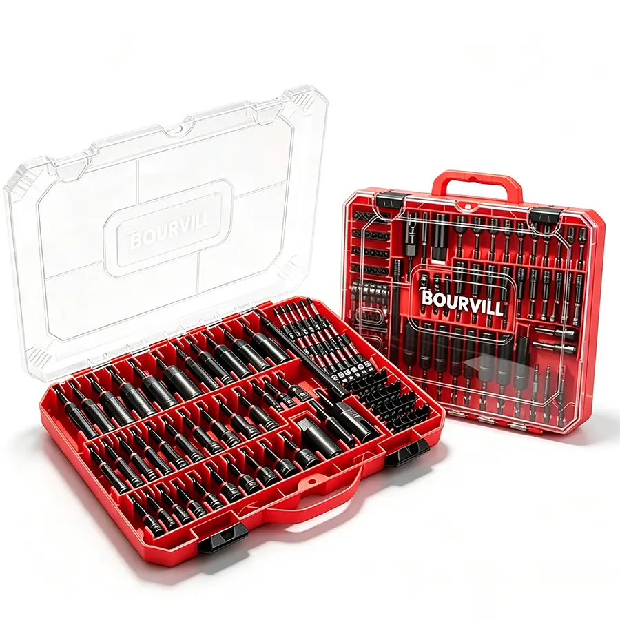 Bourvill 80 Pcs Magnetic Nut Driver Set, CR-V Steel SAE & Metric, Wing Nut Driver Universal Socket, 1/4'' Quick Change Extension Bar, Portable Red Storage Case, Impact & Drill Compatible for Auto Repair Household DIY#summerfinds