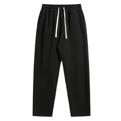 Men's 100% Polyester Black Loose Fit Joggers - Soft Fabric & Drawstring Waistband Perfect for Casual Wear