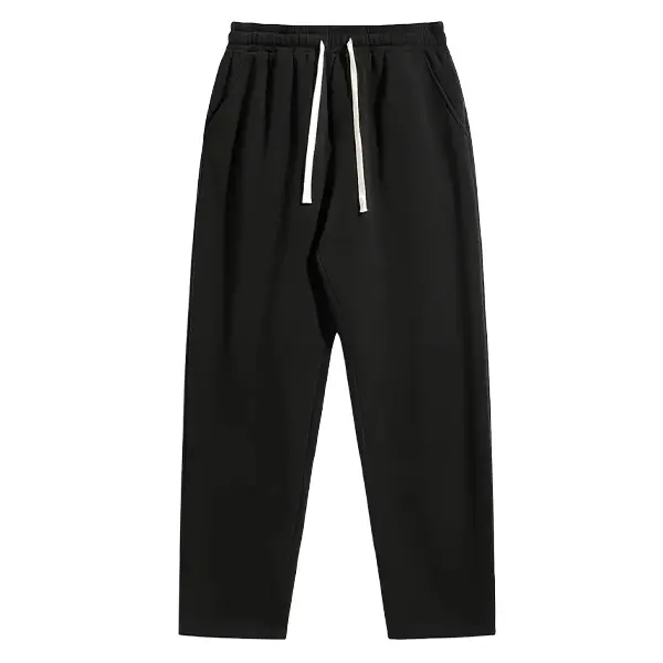 Men's 100% Polyester Black Loose Fit Joggers - Soft Fabric & Drawstring Waistband Perfect for Casual Wear