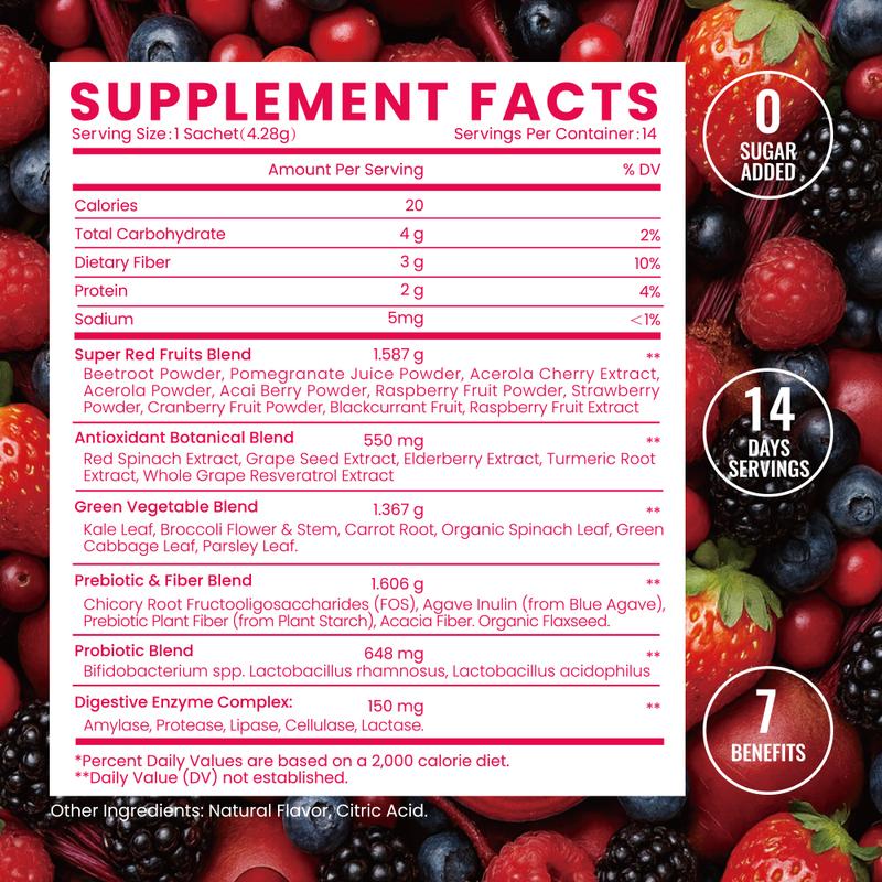 Newellme Super Red Food Powder Supports Blood Pressure Benefits Leg Veins Heart & Blood Vessel Health Extracts of Beetroot 14 Bottles per Box Optimum Healthcare Supplement - Dietary