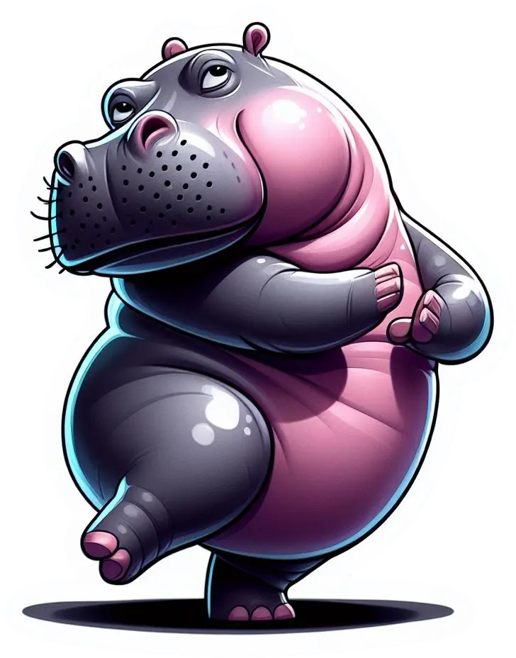 Hippopotamus Dancing Hippo Animal 3" Vinyl Stickers - High-Quality and Durable Cute Decorative adhesive label sticker