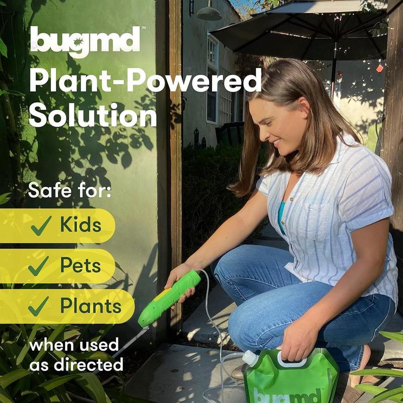 BugMD Pest Blaster Kit Rechargeable - 4 Pack Essential Oil Concentrates & 1 Spray Bottle for Ants Fleas Roaches Indoor Outdoor Plant-Based Solution