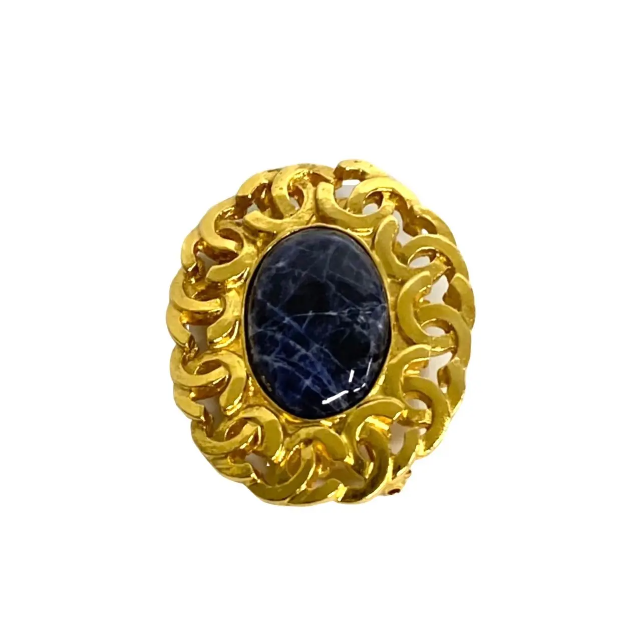 Pre-owned CHANEL Brass Small Leather Goods Coco Mark Color Stone Brooch