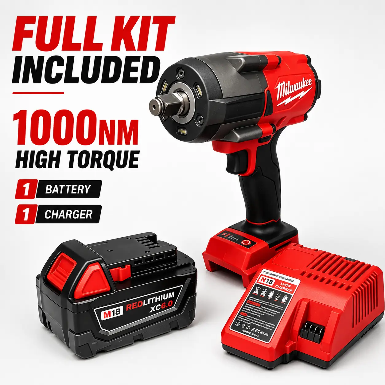 Milwaukee M18 1000Nm Torque Impact Wrench - Hand Tool for Decoration, Auto Repair