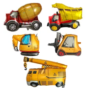 Construction Truck Balloon Set – Dump Truck, Bulldozer & Crane (5-Piece Set)