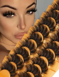 Fluffy Natural Look False Eyelashes, Wispy Full Volume 8D Lashes with 20 mm D Curl Design, Reusable Strip Eyelashes Pack, Lightweight Fake Lashes That Look Like Extensions, 10 Pairs