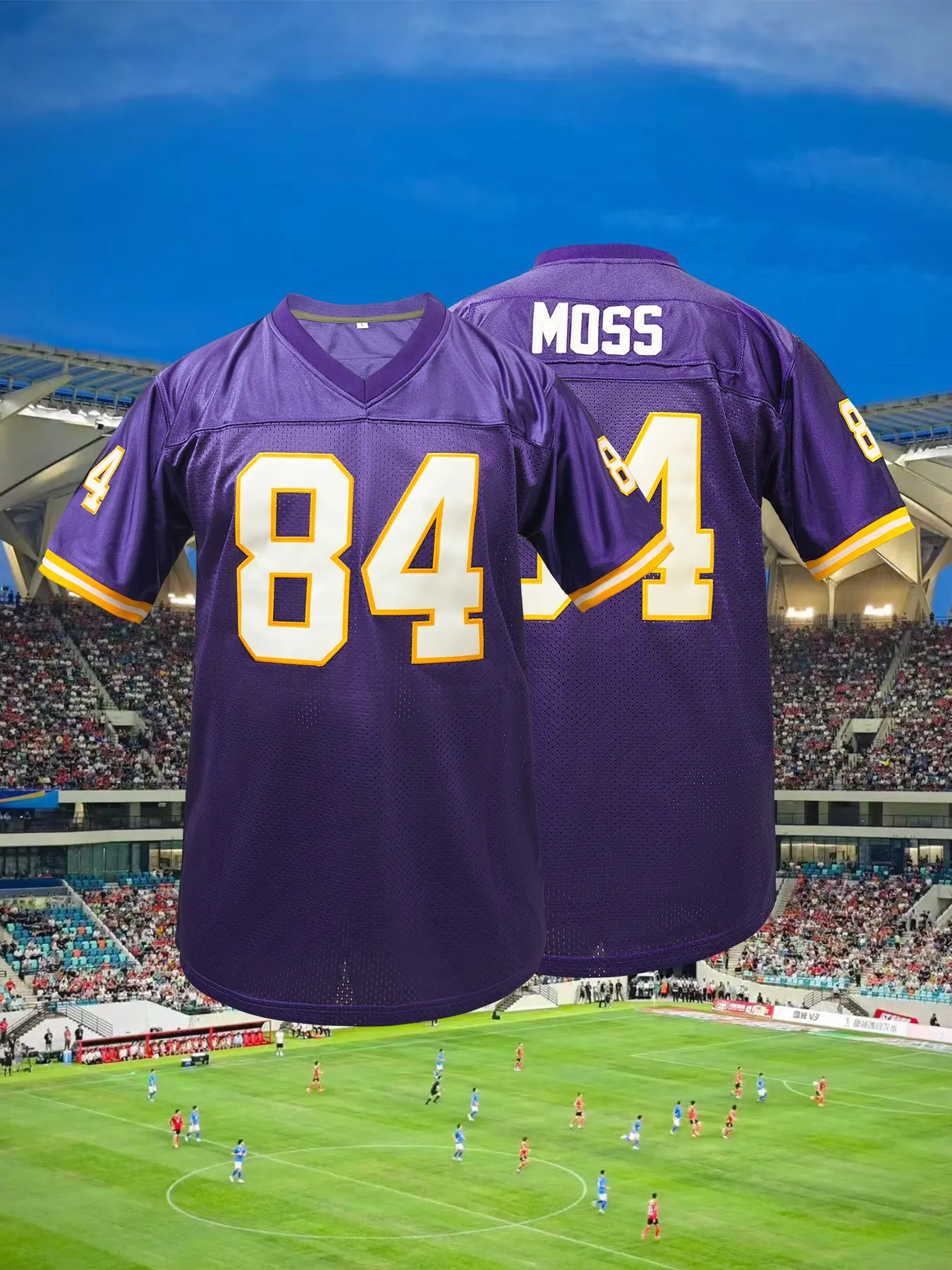 Men's Viking #84 Football Jersey, Vintage Mesh Short Sleeve Embroidered Rugby Jersey, Lightweight Jersey, Jersey Shirts, Loose Fit Sporty Style, Athletic Tops, Breathable Comfort Sportswear for All Seasons