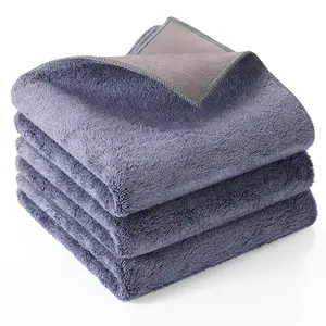 Car Drying Towel Double-Sided Suede Towel Ultra-Soft Car Towel Thick Scratch-Resistant Cloth Body Polishing Deep Interior Cleaning Dry Use Gray  10-piece  11.8x11.8 inches Ultra-Soft Material