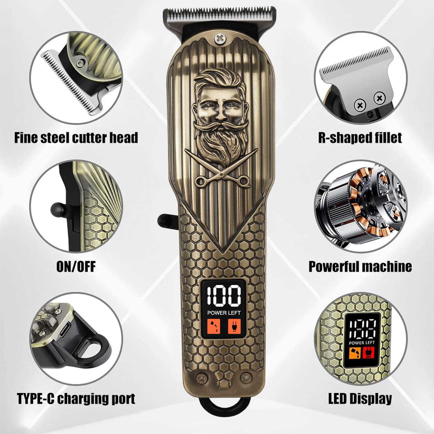 Professional Cordless Hair Clipper for Men - T-Blade Zero-Gap Trimmer with Detail & Fading Combs | RechargeableAll-in-One Beard, Mustache & Body Trimmer I HomeBarberPrecision Grooming, USB Fast Charging