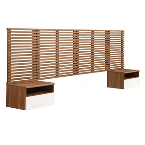 Modway Render Wall Mount King Headboard and Modern Nightstands