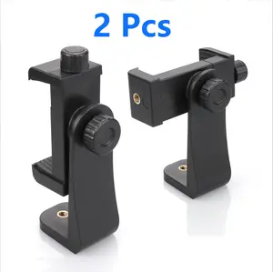 2 Pcs PhoneMount 360 Tripod Smartphone Mount, Cell Phone Holder Adapter Clamp with Cold-Shoe Mount, Selfie Stick and Monopod Adjustable Clamp, Fits for All iPhone and Android Smartphones