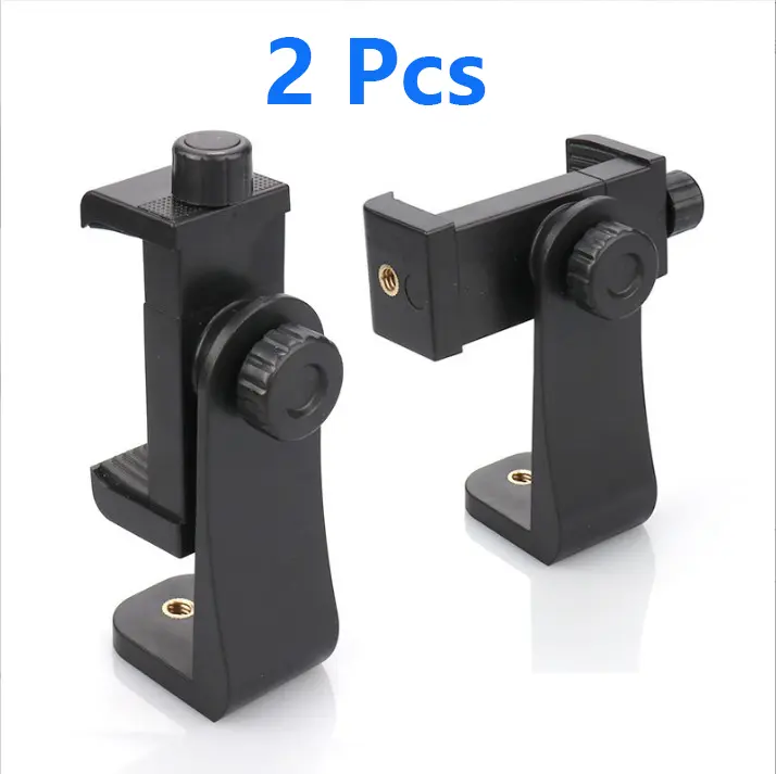 2 Pcs PhoneMount 360 Tripod Smartphone Mount, Cell Phone Holder Adapter Clamp with Cold-Shoe Mount, Selfie Stick and Monopod Adjustable Clamp, Fits for All iPhone and Android Smartphones Stabilizer Stand