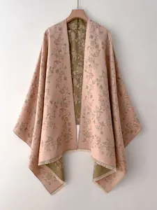 Women's Elegant Autumn Winter Scarf, Floral Patterned Shawl, Soft Warm Fashion Accessory, Casual Loose Fit Design, Floral Print Shawl