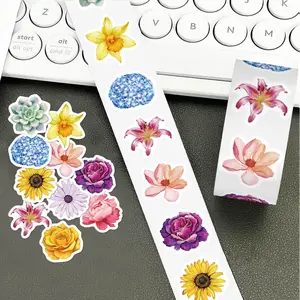 500 Sheets/roll of New Floral Roll Stickers, Sealing Stickers, Decorative Stickers for Cups, Laptops, Suitcases, DIY Notebook Decorations, Birthday Gifts.
