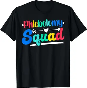 100% Cotton Phlebotomist Phlebotomy Squad Funny Creative Graphic T-Shirt