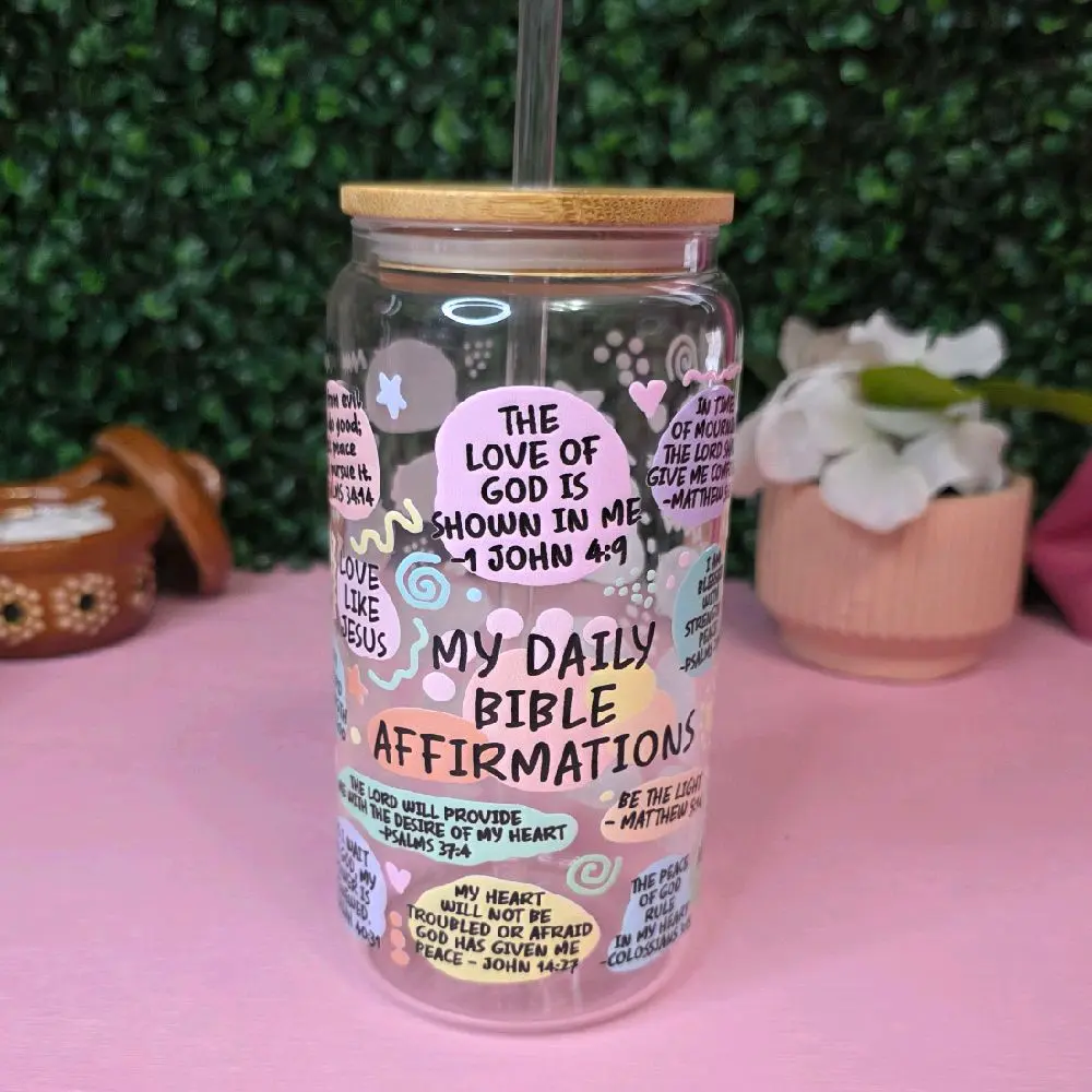 Daily Bible Reminders Affirmations Glass Cup