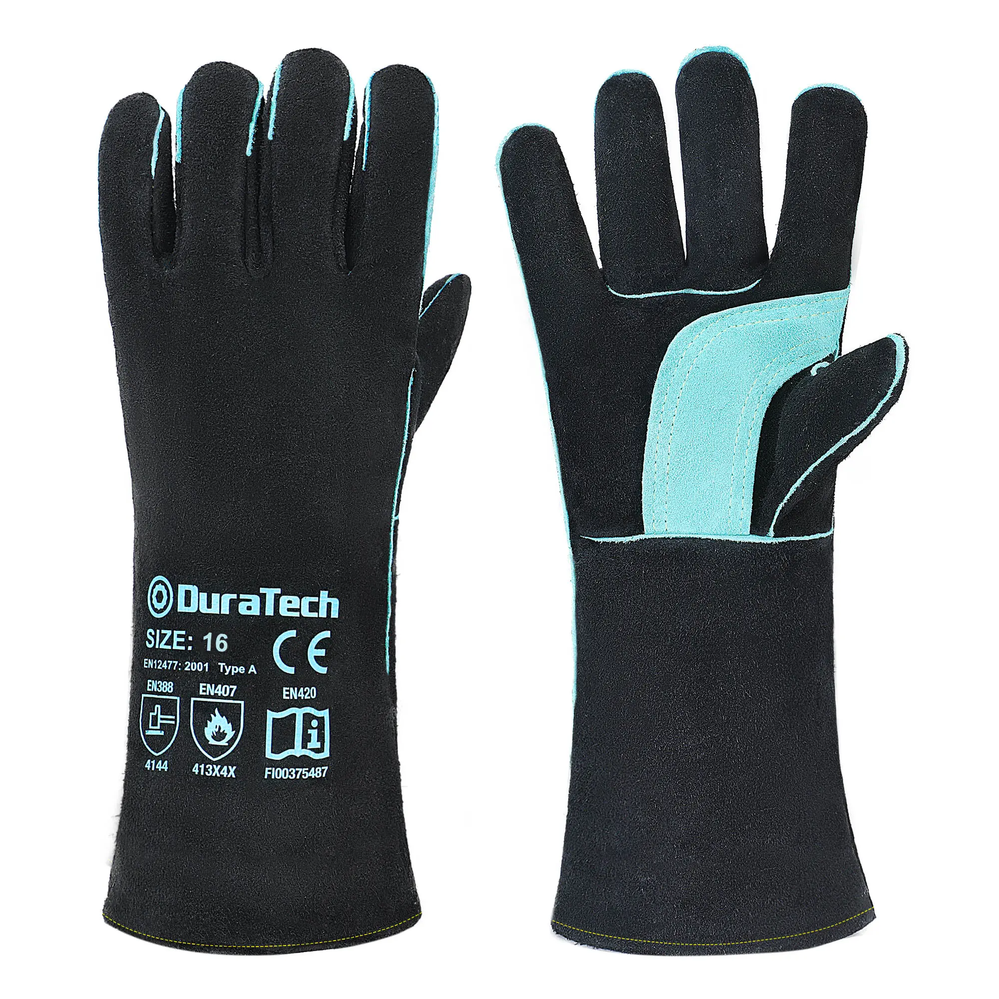 #fathersdaygift DURATECH Welding Gloves, 16″Long Sleeve Fireplace Gloves with Kevlar Stitching, 932℉ Heat/Fire Resistant Cow Leather Gloves, Carbon Fiber Lining, for Mig, Tig, Stick, Forge, BBQ, Grill, Fireplace
