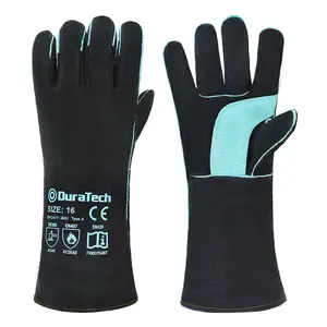 #fathersdaygift DURATECH Welding Gloves, 16″Long Sleeve Fireplace Gloves with Kevlar Stitching, 932℉ Heat/Fire Resistant Cow Leather Gloves, Carbon Fiber Lining, for Mig, Tig, Stick, Forge, BBQ, Grill, Fireplace
