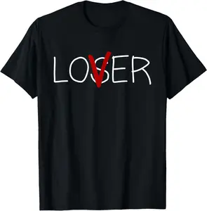 100% Cotton Loser Lover Club Co. Loser Lover Horror T-Shirt, Unisex-Adults, Short Sleeve, Black, Small