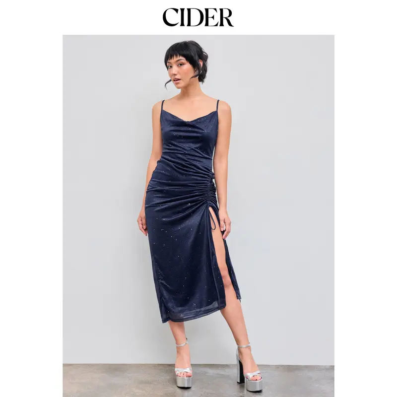 cowl neck dress glitter cider