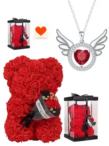 Wing Heart Red Diamond · Passionate Love Original minimalist angel wing necklace with luxury gem pendant.Comes with a preserved rose & teddy bear gift box.Perfect mysterious gift for birthdays, Valentine’s Day, Mother’s Day and Christmas.