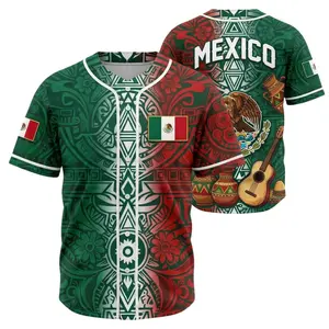 Mexico Baseball Jersey, Mexican Style Button Shirt for Men Women Fans, Summer Trendy Baseball Jersey
