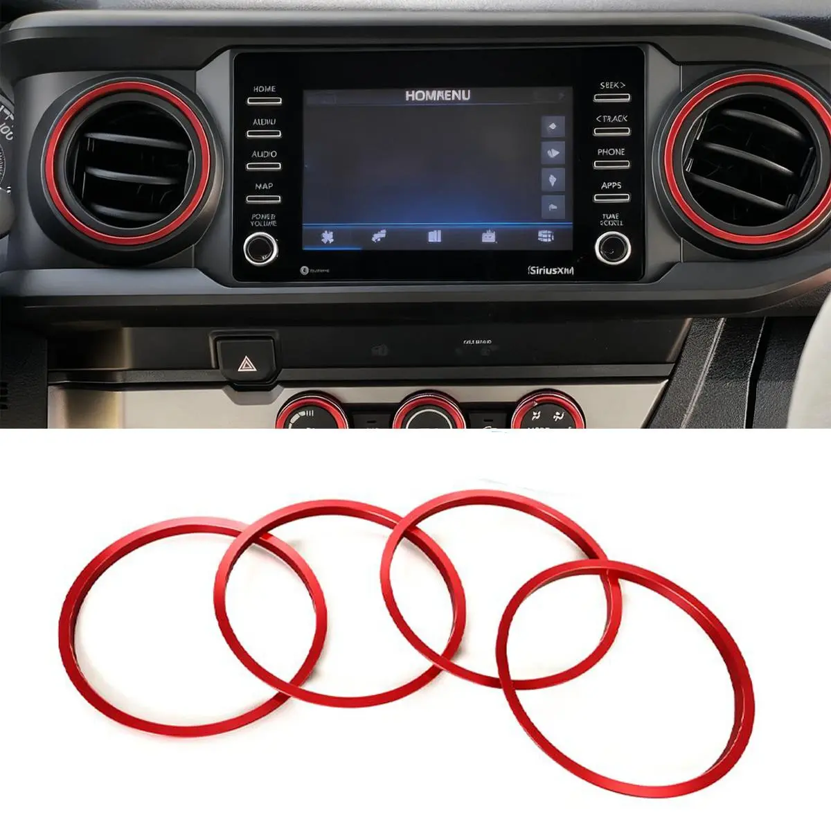 Premium Aluminum Alloy A/C Vent Ring Outer Trim Decoration Covers Compatible with Toyota Tacoma 2016-2023 A/C Outlet Vent Ring Car Decorations