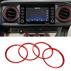 Premium Aluminum Alloy A/C Vent Ring Outer Trim Decoration Covers Compatible with Toyota Tacoma 2016-2023 A/C Outlet Vent Ring Truck Interior Accessories