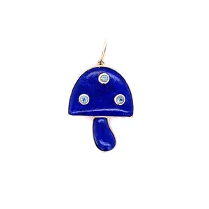 Lapis Lazuli & Blue Sapphire Mushroom Charm