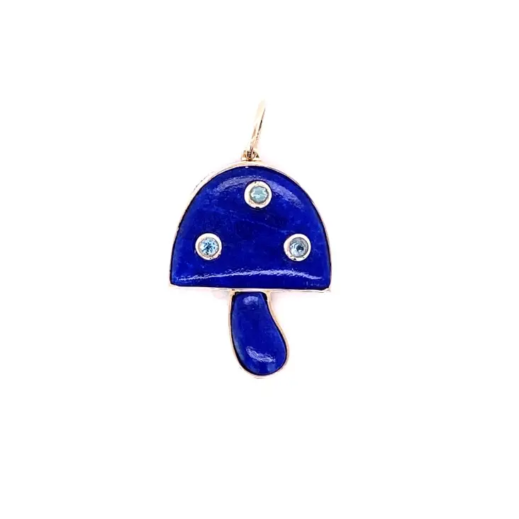 Lapis Lazuli & Blue Sapphire Mushroom Charm
