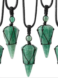 Top Plaza Mens Necklace 6 Facet Healing Crystal Stone Pendant Necklaces for Men Adjustable Natural Gemstone Pointed Necklace Energy Quartz Protect Jewelry for Women Men Quartz Crystals