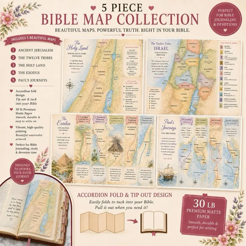 Bible Tip-In Maps, Detailed Religious Reference Inserts for Bible Study