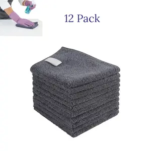 12 Pack Grey Microfiber Cleaning Cloths 11.5x11.5 Inch Premium Lint Free Super Absorbent Reusable Towels for Car Home Kitchen Glass Window Cleaning Soft Scratch Safe Durable Multi Purpose Cleaning Rags Set