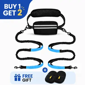 PiPiDoDo Hands-Free Dual Dog Leash with Waist Bag & Cushioned Pad – Walk Two Dogs with Ease No Tangles No Stress