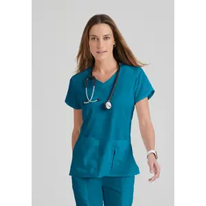 Grey's Anatomy by Barco Classic Women's Cora 4-Pocket Scrub Top Large Bahama.