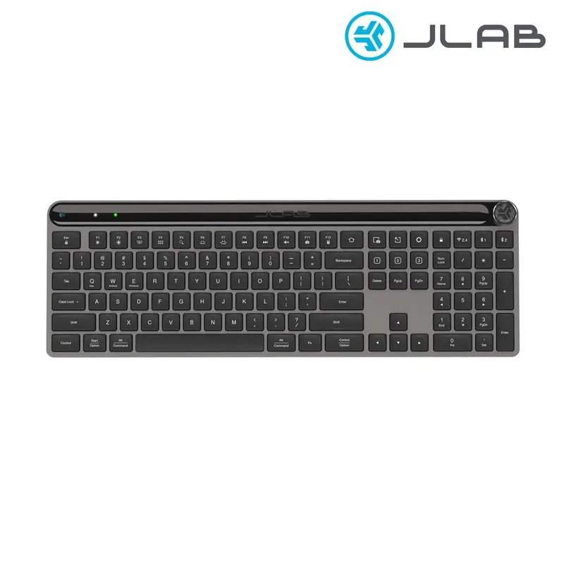 JLab Epic Wireless Keyboard Black 108 Keys Bluetooth USB Multi Device Toggle Rechargeable for Windows iOS Android Chrome OS