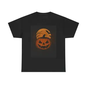 Halloween Pumpkin Unisex Heavy Cotton Tee, Halloween Shirt, Spooky Tee, Autumn Apparel, Unique Costume Top
