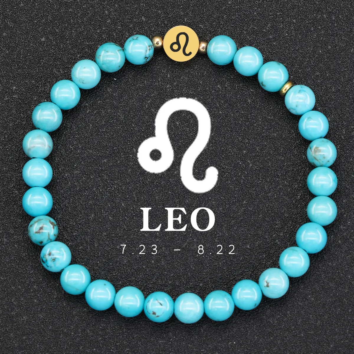 Turquoise Beaded Bracelet for Women, 12 Zodiac Signs Stretch Band with Gold Charm, Horoscope-Themed Meaningful Accessory, Natural Stone Beads, Aries