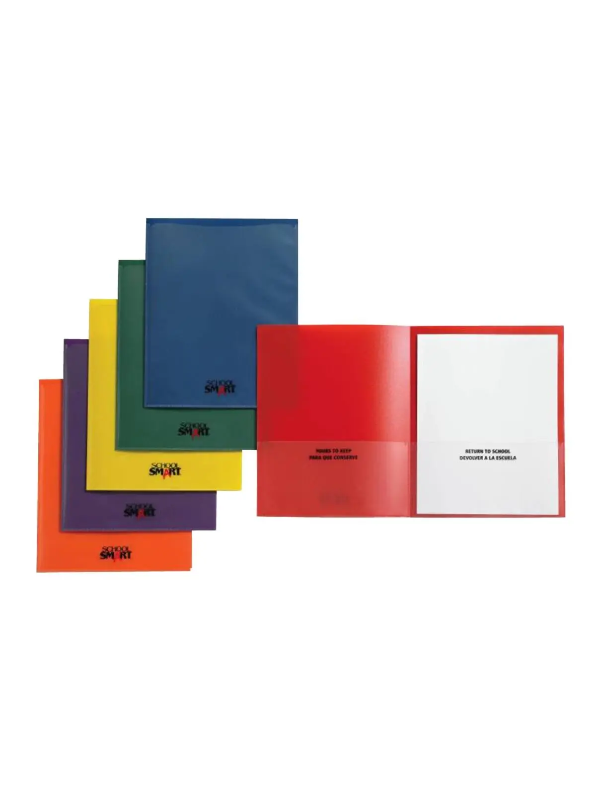 School Smart 1540635 Polypropylene Heavy-Duty Take Home Folder - Letter Size Capacity, Business Slot, View Pockets, Customizing Front & Back Covers, Embossed Border, Maximum Protection (Assorted Set of 24), Customizing Front And Back Cover