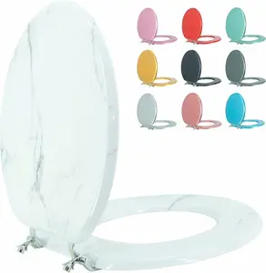 Round Toilet Seat Wood Toilet Seat Prevent Shifting with Zinc Alloy Hinges American Standard Size Toilet Seat Easy to Install also Easy to Clean