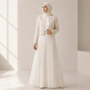 Luxury Pearl Beaded Modest Maxi Dress Set for Eid, Nikah & Wedding Guests (MS403