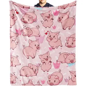 Pig Blanket Gifts Flannel Throw Blanket Soft for Girls Boys Adults, Lightweight, Comfortable, Warm Cute Pig Themed Blanket for Bed Couch