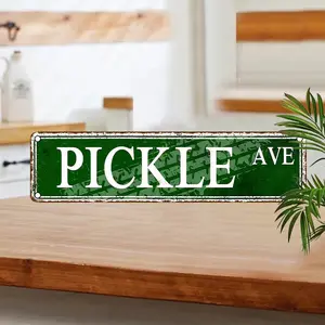 [Mother's Day Gift]Vintage Metal Pickle Avenue Sign, Retro Wall Art with Rustic Green Background & White Lettering, Perfect for Home, Bar, Cafe, Garage Decor, 4x16 Inch