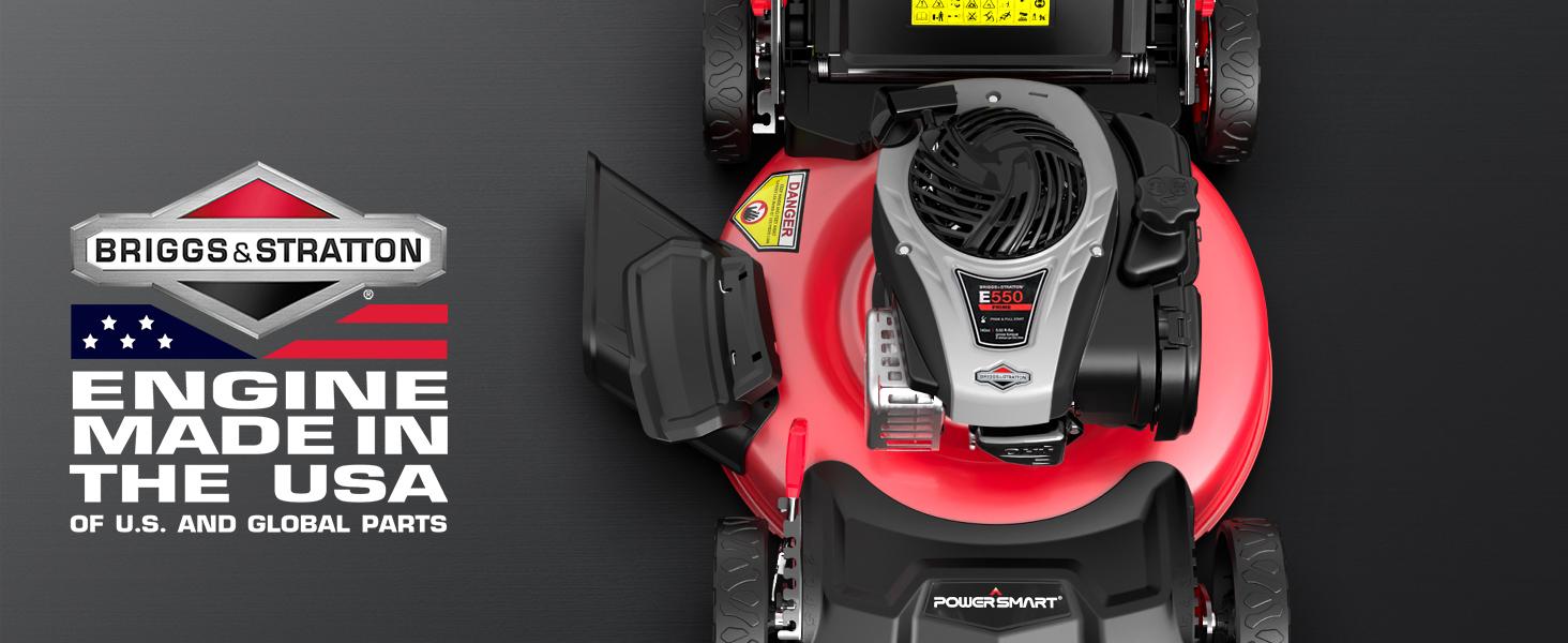 PowerSmart Self Propelled Gas Lawn Mower, 22-Inch with 140cc Briggs and Stratton E550 Engine 3-in-1 Rear-Wheel Drive Lawnmower with Bagging(HB8622S)